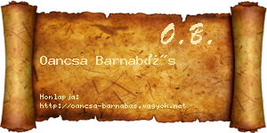 Oancsa Barnabás névjegykártya